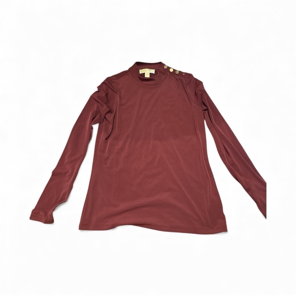 MICHAEL KORS Elegant Maroon Long Sleeve Top - Picture 2 of 4